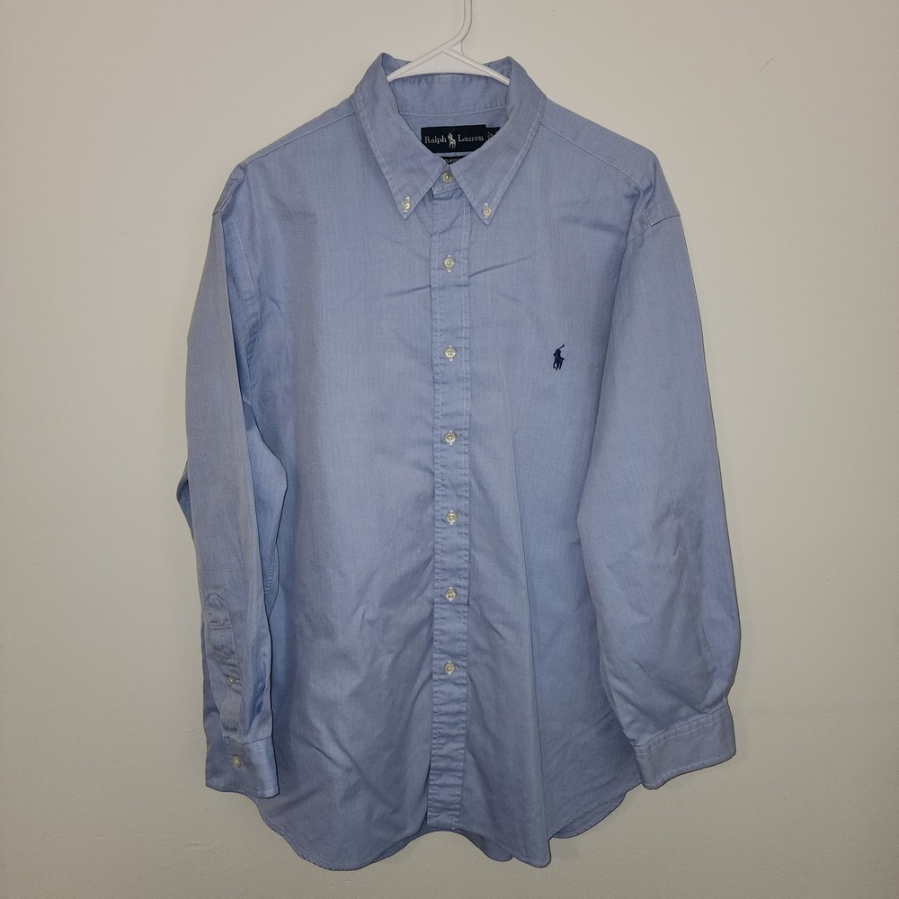 Polo Ralph Lauren Classic Fit Button Down Shirt 17 32/33 Blue Pony Men's